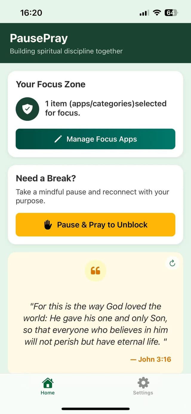 PausePray App Screenshot